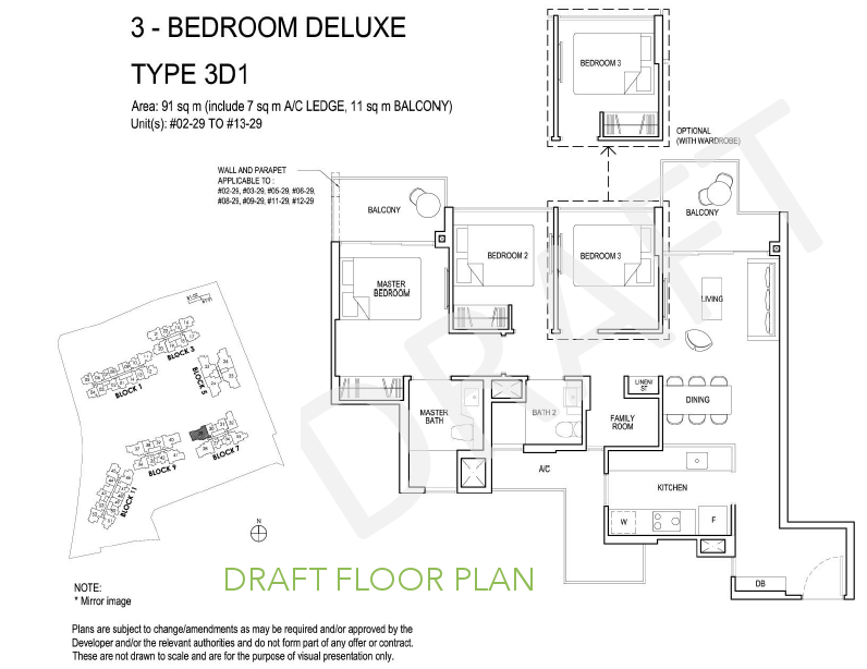 Grandeur Park Residence Floor Plan 3BR Deluxe Type 3D1