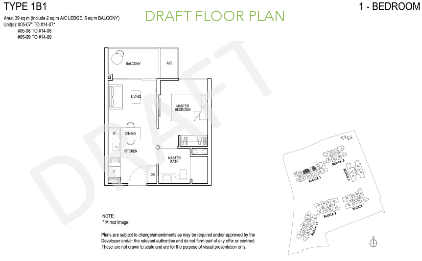 Grandeur Park Residences Floor Plan 1BR Type 1B1